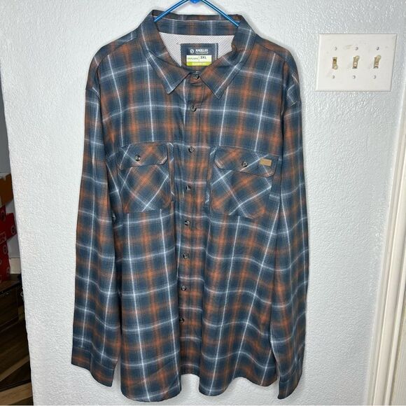 New! Magellan Outdoor LS Pro Performance Flannel Blue/Orange Men Shirt Sz 3XL - Picture 2 of 14